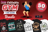 50 Editable Gym T-Shirt Designs Bundle