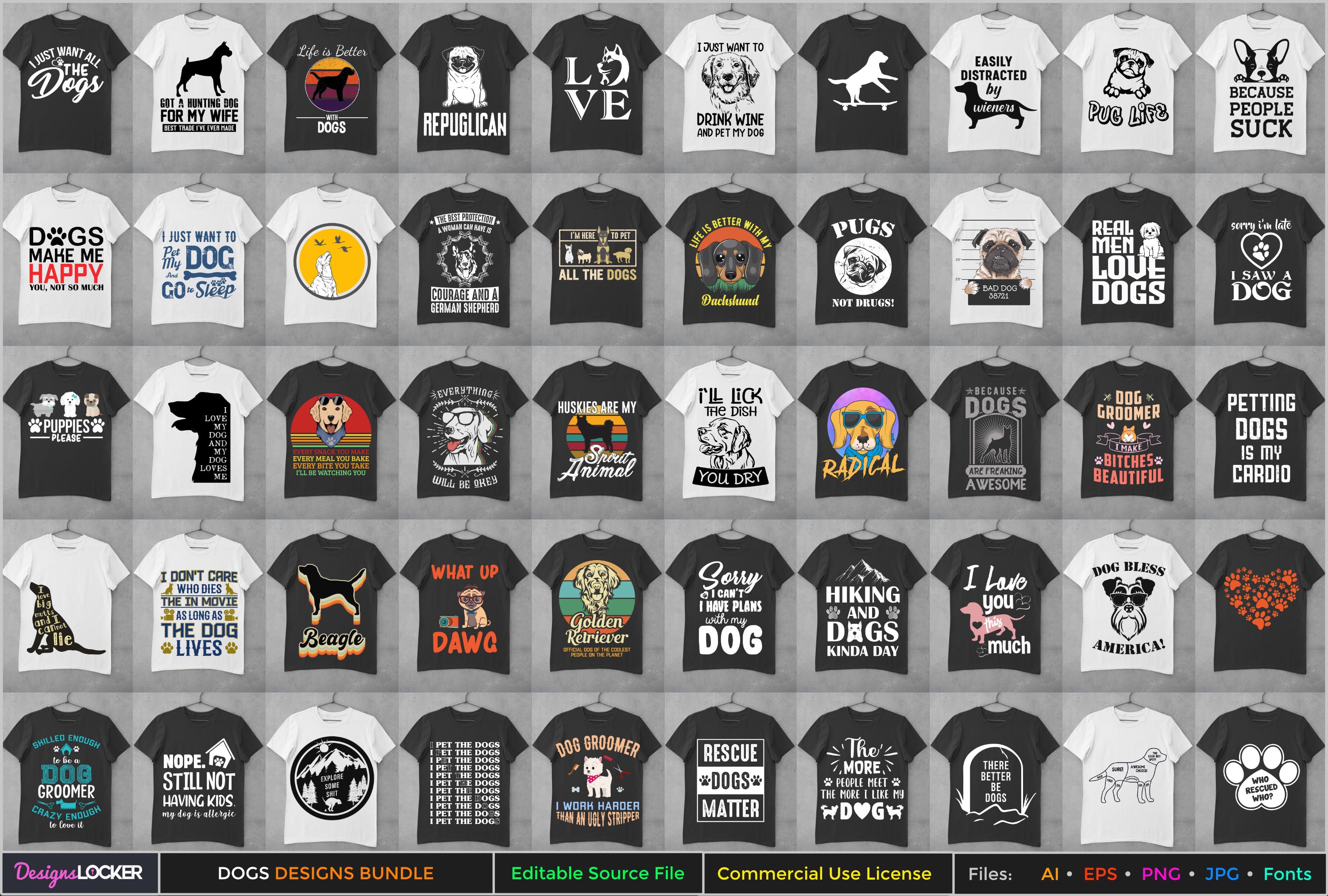 80 Dog T-Shirt Design Bundle